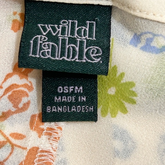 Wild Fable Kimono Sheer White Floral Print One Size - Picture 2 of 9